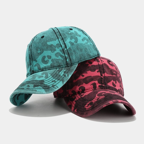 Vintage Ξεβαμμένο Βαμβακερό Καπέλο Μπέιζμπολ Camo Λεοπάρ Print Ρυθμιζόμενο Καπέλο Ήλιου για Άνδρες Γυναίκες Casual Σπορ