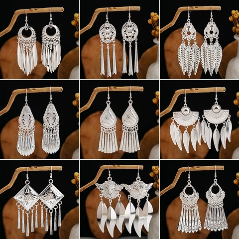 Vintage Ethnic Σκουλαρίκια Με Φούντες Bohemian Hollow Alloy Κοσμήματα Με Βάση Από Ανοξείδωτο Χάλυβα Για Γυναίκες