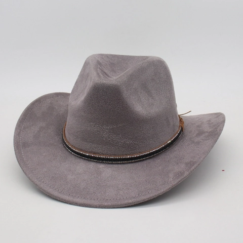 Cappello Da Cowboy Occidentale Scamosciato Vintage Fascia Strass Tesa Larga Etnico Jazz Fedora Uomo Donna Outdoor