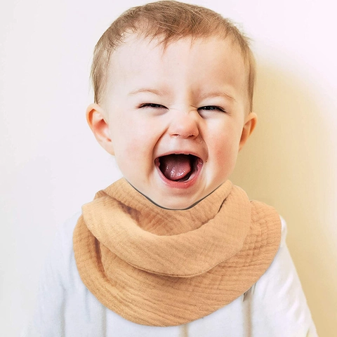 Babero Para Bebé De Muselina Multicapa Algodón Gasa De Crepé Suave Absorbente Toalla De Saliva Botones De Presión