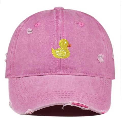 Washed Cotton Baseball Cap Little Duck Embroidery Distressed Retro Outdoor Sun Hat Adjustable Unisex