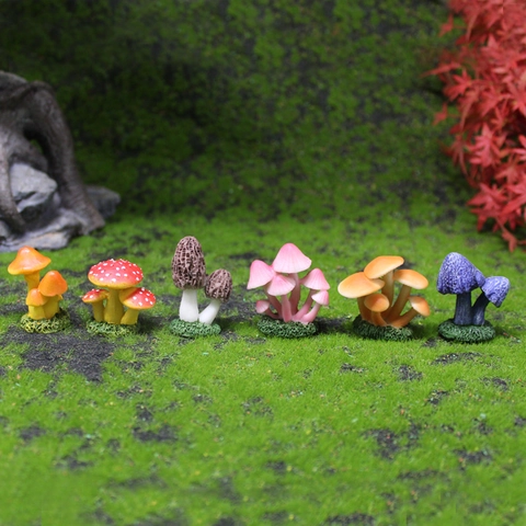 Miniature Mushroom Figurines Resin Micro Landscape Garden Decoration Fairy Garden Ornaments Simulation Fungi Accessory