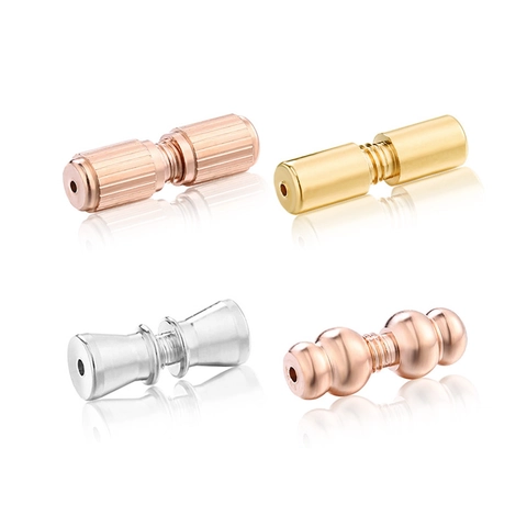 Chiusure A Vite In Argento Sterling S925 Connettori Placcato Oro 18K Barile Filettato Per Fai Da Te Collana Bracciale