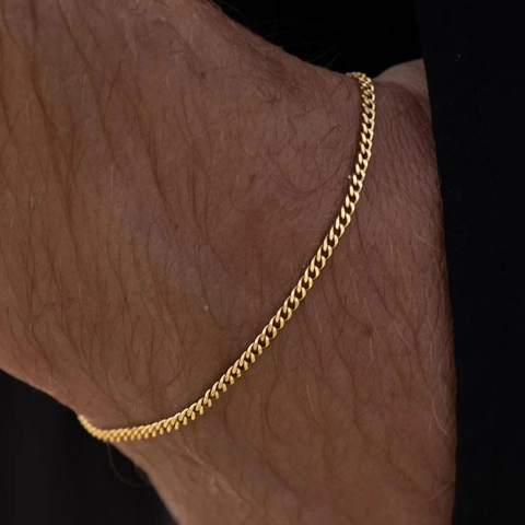 Pulsera De Cadena Cubana Hierro Acero Inoxidable Minimalista Estilo Hip Hop Para Hombres Mujeres Joyas