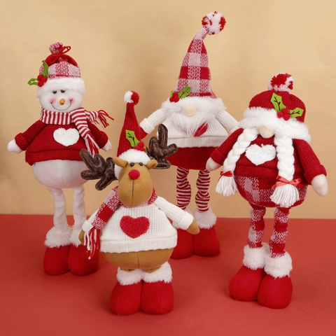 Christmas Gnome Plush Doll Knitted Heart Telescopic Snowman Reindeer Figurine Home Desktop Holiday Decoration