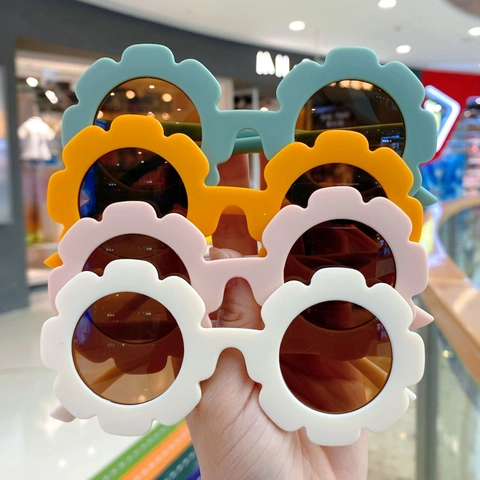 Kids Flower Shaped Sunglasses UV400 Protection PC Frame Lightweight Cute Sunflower Eyewear Girls Boys Outdoor Fashion