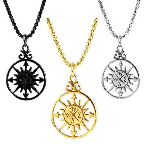Collana Con Pendente Bussola Vichinga In Acciaio Inossidabile Gioielli Navigazione Nautica Nordica Vintage Per Uomo Donna