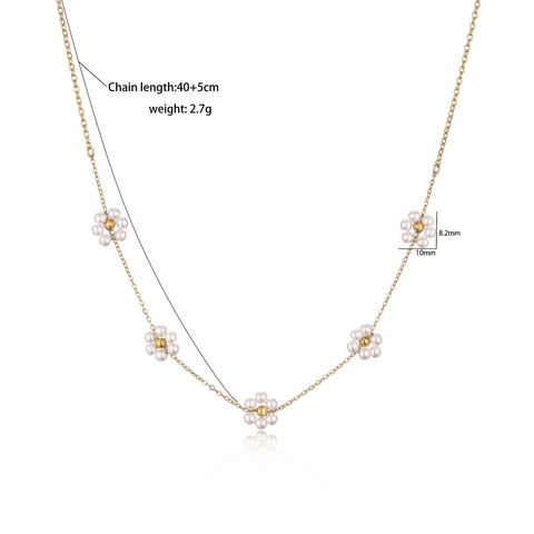 Flower Pendant Necklace Copper Gold Plated With Faux Artificial Pearl And Zircon Simple Elegant Chic Clavicle Chain For Women
