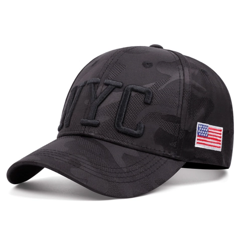 Cappello Da Baseball Camouflage Ricamo NYC Cotone Acrilico Berretto Da Sole Regolabile Con Patch Bandiera USA Casual