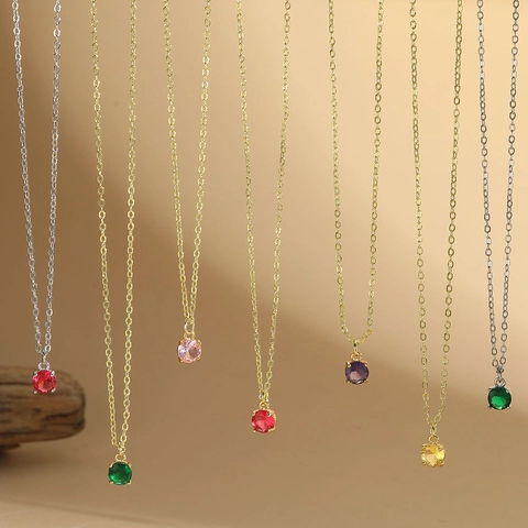 Collana Con Pendente In Zirconia Cubica Rotonda Da Donna Catena Per Clavicola In Rame Minimalista Lusso Elegante Versatile