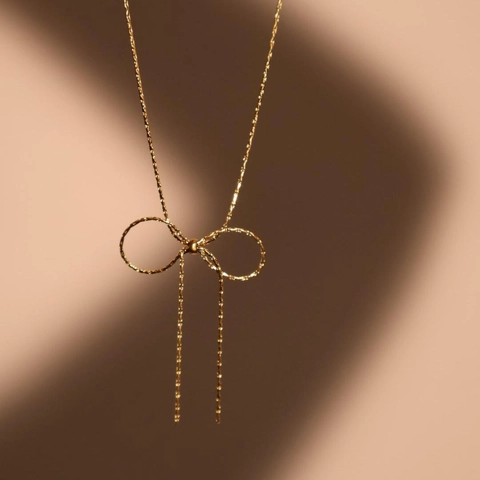 Collar Con Colgante de Lazo de Acero de Titanio Vintage Para Mujer Elegante Oro Plata Galvanizado Cadena Fina Joyas Minimalistas