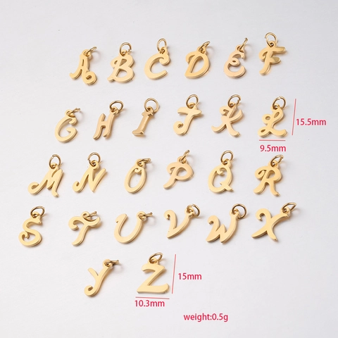 Alphabet Letter Pendants Charms Stainless Steel Mirror Polished Initial With Jump Rings DIY Jewelry Making Accessories