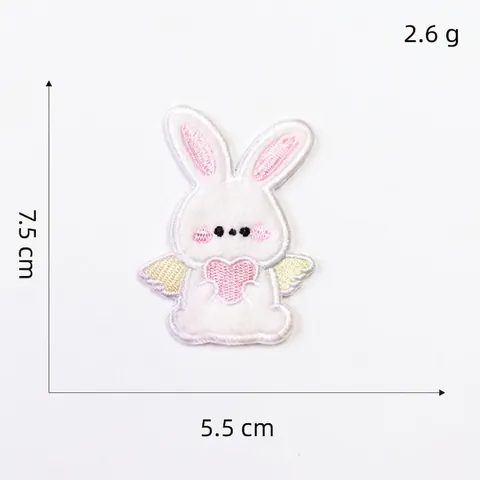 Cute Rabbit Cartoon Embroidery Patches Plush Fabric Self Adhesive Decorative Appliques For Clothes Phone Case DIY