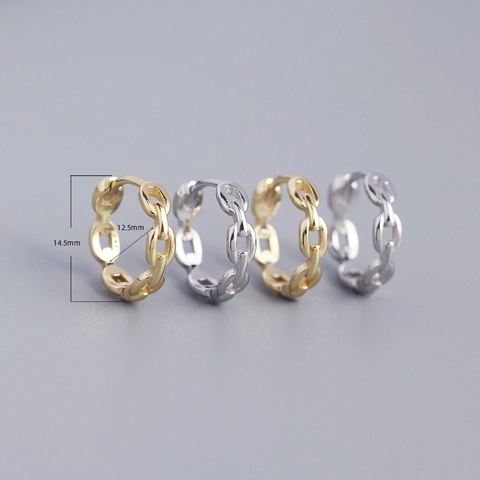 Orecchini A Cerchio In Argento Sterling 925 Con Maglie Di Catena Minimalista Lusso Lucido Geometrico Tondo Gioielli Per Donna