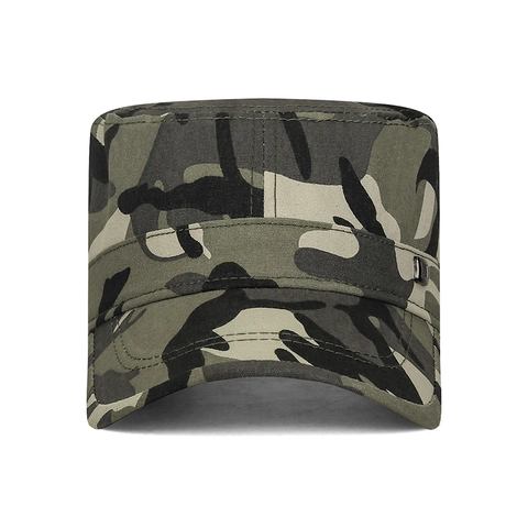 Cotton Cadet Cap Flat Top Military Hat Adjustable Outdoor Sunshade Vintage Camouflage Casual Style For Men Women