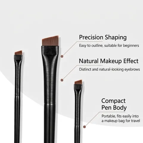 Blade Eyeliner Borstel Schuine Wenkbrauwborstel Ultradunne Platte Kop Precisie Make-up Tool Synthetische Vezel Houten Handvat
