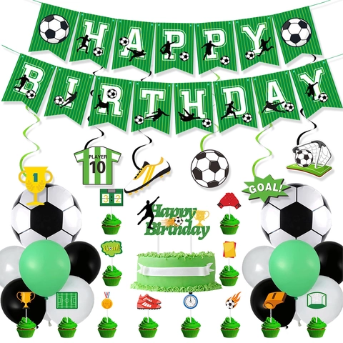 Fußball Geburtstag Party Dekorationen Banner Kuchen Topper Ballons Sport Feier Papier Latex Für Jungen