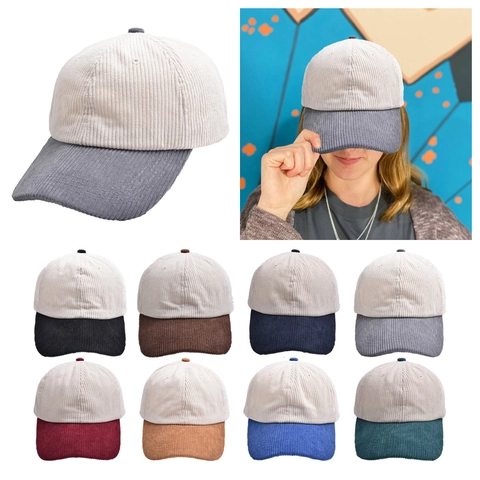 Minimalist Corduroy Color Block Baseball Cap For Women Men Vintage Outdoor Splicing Peaked Cap Adjustable Casual Dad Hat