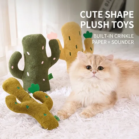 Cactus Katten Knuffel Speelgoed Krakend Papier Kattenkruid Interactief Kauwen Voor Binnenkatten