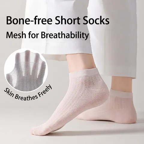 Women Ankle Socks Mulberry Satin Viscose Mesh Breathable Thin Summer Low Cut Boat Socks Seamless Toe Solid Color