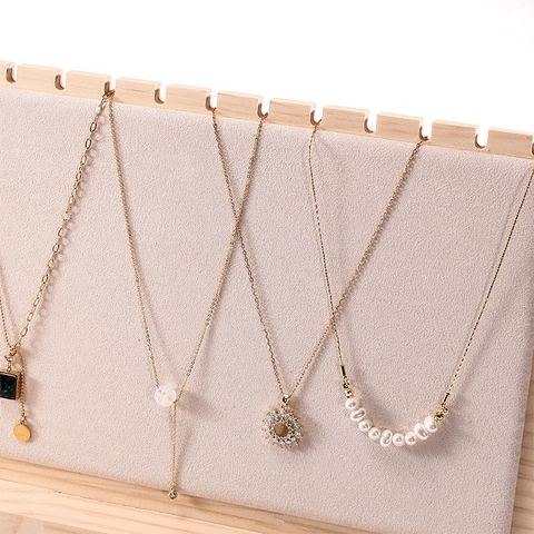 Wooden Necklace Display Stand Jewelry Holder Organizer With Velvet Lining Multi Slot Pendant Showcases For Shop Retail Home