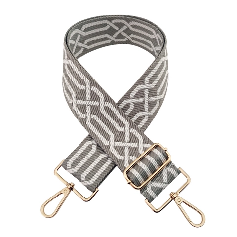 Adjustable Wide Shoulder Strap Jacquard Fabric Replacement Belt For Crossbody Bag Geometric Striped Pattern Metal Hooks