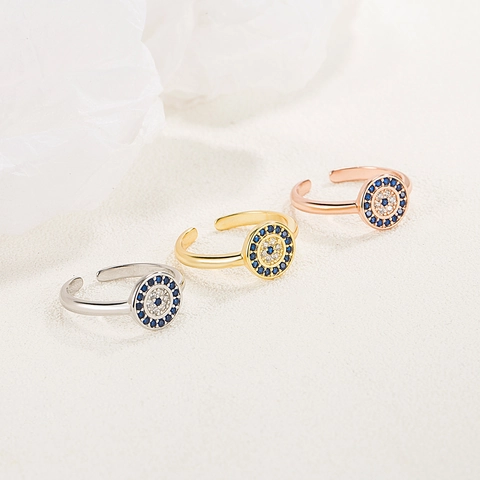 925 Sterling Silver Evil Eye Necklace Earrings Bracelet Ring Rhinestone Inlaid Elegant Fashion Jewelry For Women Girls Gift