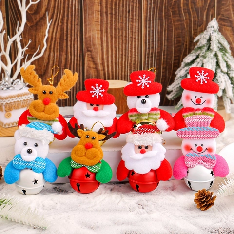 Ornamenti Natalizi Appesi Con Campanello In Metallo Tessuto Feltro Babbo Natale Pupazzo Di Neve Renna Orso Decorazione