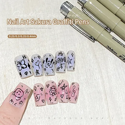 Nail Art Graffiti Pen Waterdicht Sneldrogend Fijne Punt Schilderen Tekenen Marker DIY Manicure Tool
