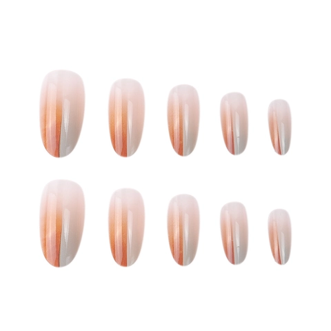 Uñas Postizas Largas Cabeza Redonda Degradado Brillante Elegante Estilo Sweet Cool Puntas De Uñas Artificiales