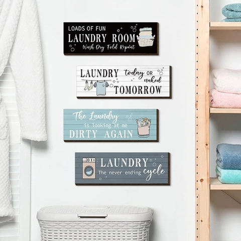 Insegne Decorative Per Lavanderia Targhe Da Parete In Legno Di Pioppo Citazioni Inglesi Stampate Decorazioni Per Fattoria Casa Bagno Stile Nordico
