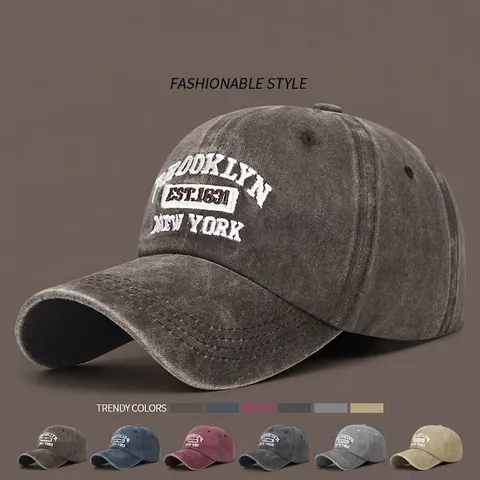 Gorra De Béisbol De Algodón Lavado Con Bordado De Brooklyn Vintage Gorro De Sol Ajustable Hombre Mujer