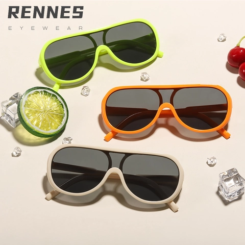 Kids Sunglasses Oversized Shield UV400 Protection PC Frame Lightweight Candy Color Ins Style Retro For Boys Girls