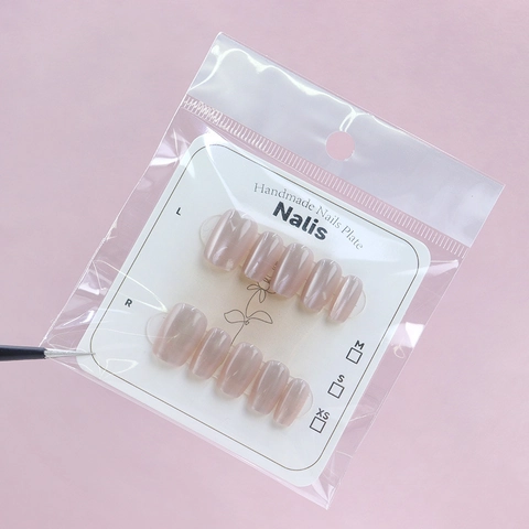 Handgefertigte Aufdrücknägel Katzenauge Perlrosa Elegant Schlichter Stil ABS Künstliche Fingernägel Für Damen