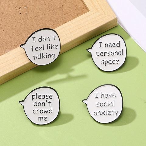 Pins de Esmalte de Burbuja de Diálogo Creativos Letras Ansiedad Social Aleación Broches para Mochila Sombreros Chaquetas Joyería