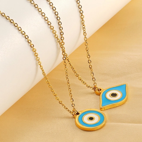 Evil Eye Anhänger Halskette 18K Vergoldet Edelstahl Emaille Nazar Amulett Schmuck Für Frauen Mode Elegant