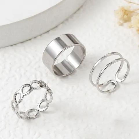 Anelli Geometrici Minimalisti In Acciaio Inossidabile Fascia Aperta Regolabile Gioielli Di Moda Impilabili Per Donne Uomini