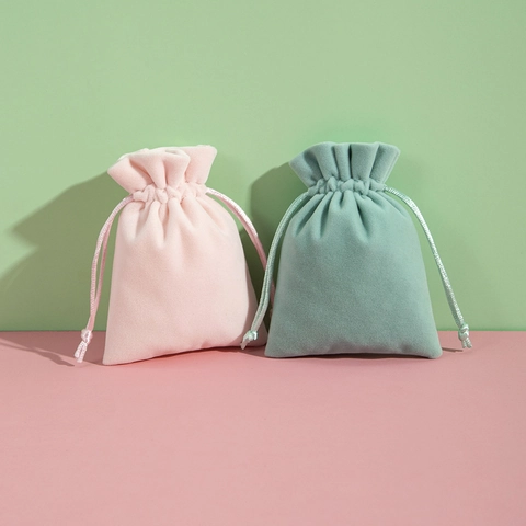 Jewelry Drawstring Bags Velvet Soft Small Gift Pouches For Earrings Rings Necklaces Storage Packaging