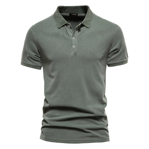 Herren Kurzarm Poloshirt Reine Baumwolle Pique Einfarbig Freizeit Reverskragen Oberteil Mit Seitenschlitz