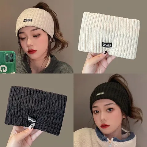 Gestricktes Geripptes Stirnband Für Damen Sportliches Buchstaben Etikett Haarband Elastisches Breites Turban Stirnband Zum Gesichtswaschen