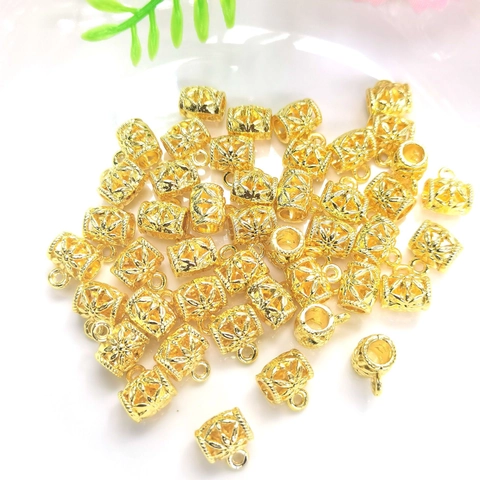 Hollowed Out Spacer Beads Pendants 18K Gold Plated Metal Color Retention DIY Jewelry Making Findings For Bracelet Necklace