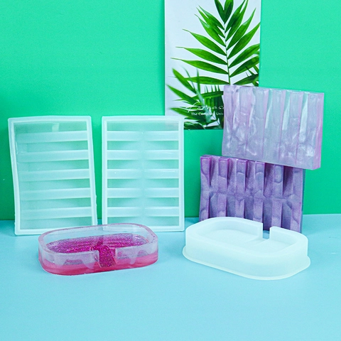 Silicone Soap Dish Mold For DIY Resin Casting Bathroom Storage Tray Epoxy Crafting Geometric Shapes