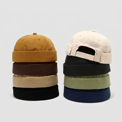 Kids Cotton Docker Hat Brimless Solid Color Retro Miki Hat For Boys Girls Hip Hop Streetwear Adjustable