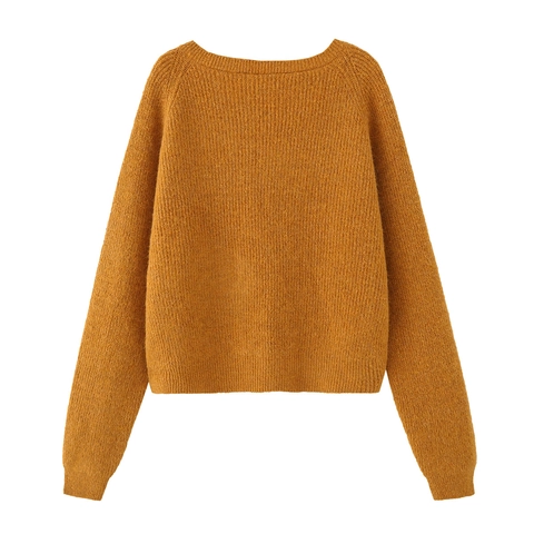 Pull En Maille Pour Femmes Manches Longues Détail De Nœud Au Dos Col Rond Mélange D'Alpaga Doux Chaud Hiver Tops
