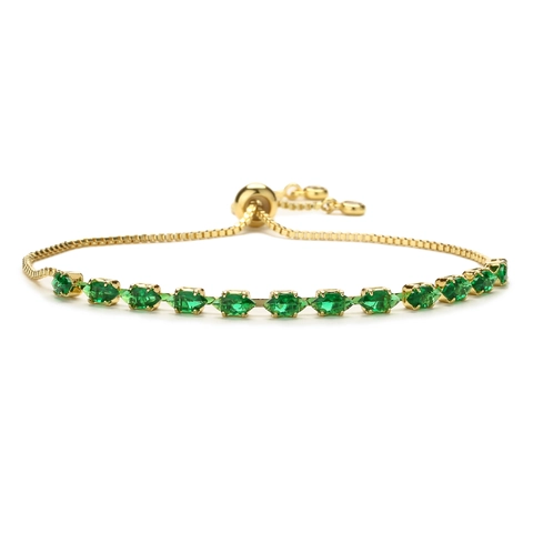 Marquise Cut Cubic Zirconia Bracelet Copper Adjustable Slider Bolo Chain Colorful Elegant Jewelry For Women