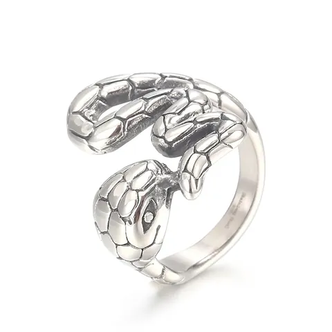 Anillo De Serpiente Acero Inoxidable Ouroboros Escama Texturizada Punk Gótico Retro Vintage Joyería Para Hombre