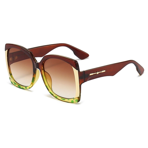 Fashion Oversized Square Sunglasses Women UV400 Protection Gradient Lenses PC Frame Metal Decoration Retro Trendy Style