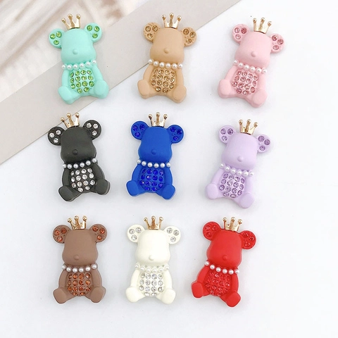 Ciondoli Orso Corona Lega Strass Perla Artificial Fai Da Te Accessori Gioielli Custodia Telefono Decorazioni Scarpe Forma Animale