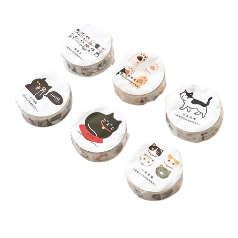 Ruban Washi Adhésif Décoratif Motif Chat Mignon En Papier Pour Scrapbooking Journalisation Bricolage Papeterie
