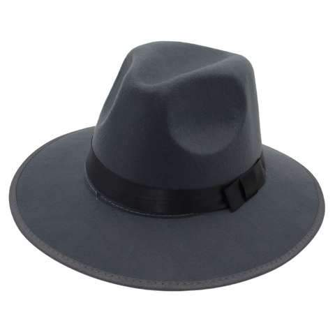 Classic Fedora Hat Wool Felt Wide Brim Jazz Cap With Decorative Ribbon Bow Retro Elegant For Men Women